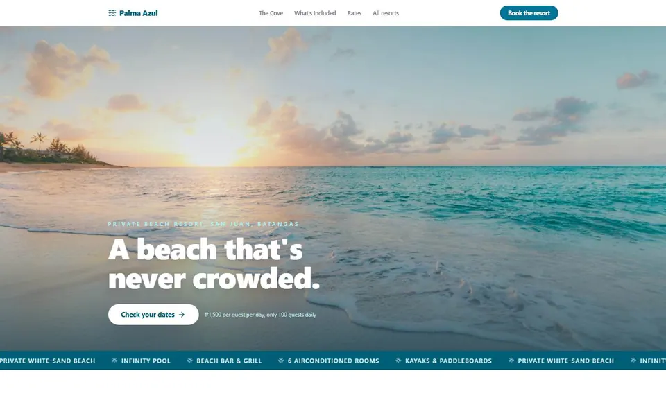 Each resort gets its own branded mini-site.