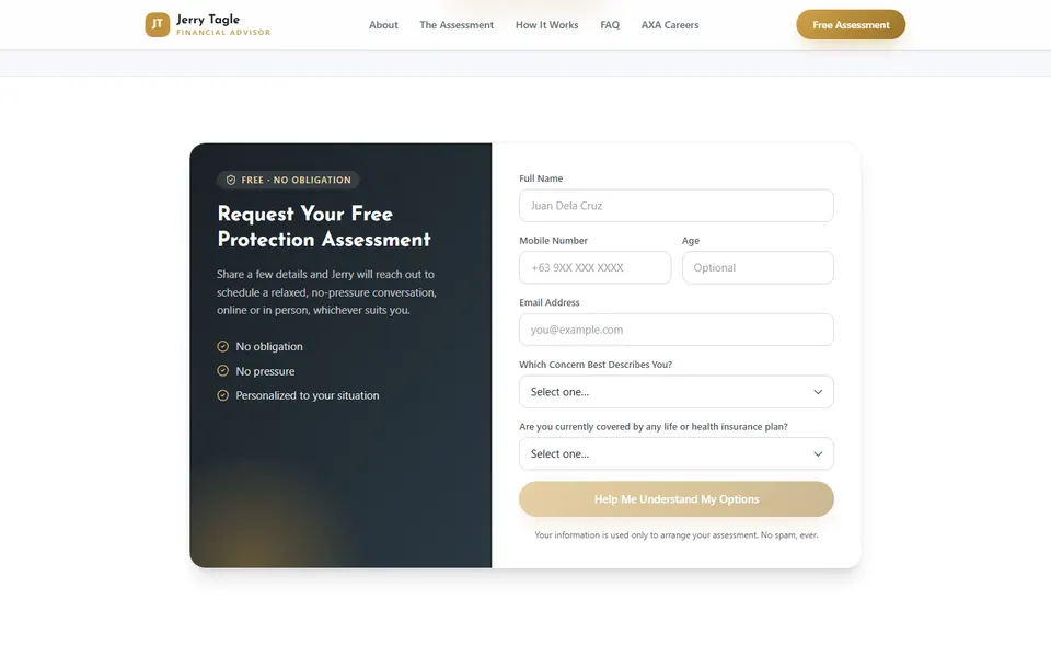 The assessment request form that captures leads.